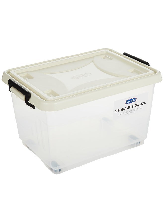 Cosmoplast 22L Plastic Storage Set Of 6 Box With Wheels & Lockable Lid (Off White) - Image 4