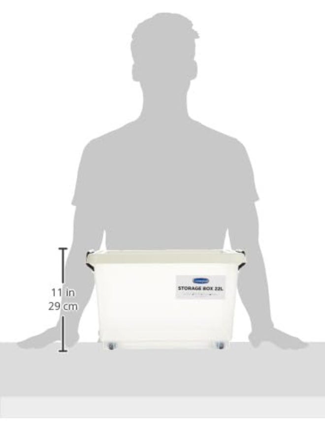 Cosmoplast 22L Plastic Storage Set Of 6 Box With Wheels & Lockable Lid (Off White) - Image 3