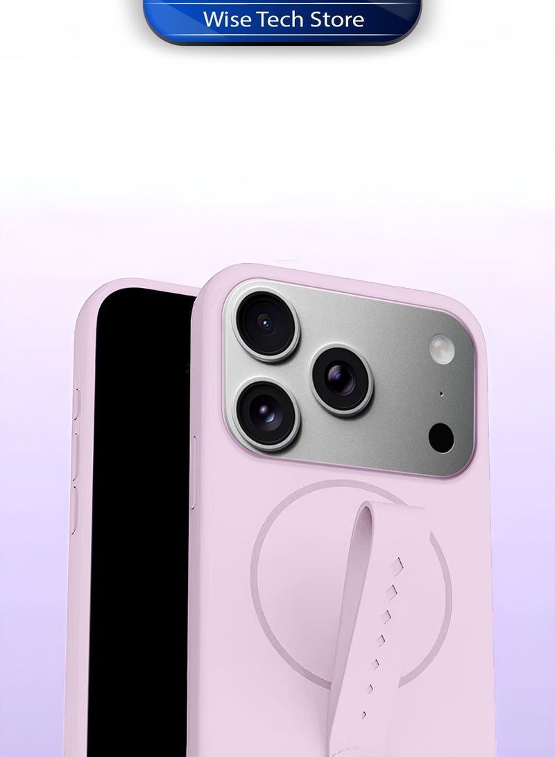 دبليو تيك غطاء حقيبة معصم دوار من السيليكون السائل المغناطيسي غير المرئي لهاتف آيفون 17 برو ماكس 5G 2025 (MCRPSN) - وردي فاتح - Image 2