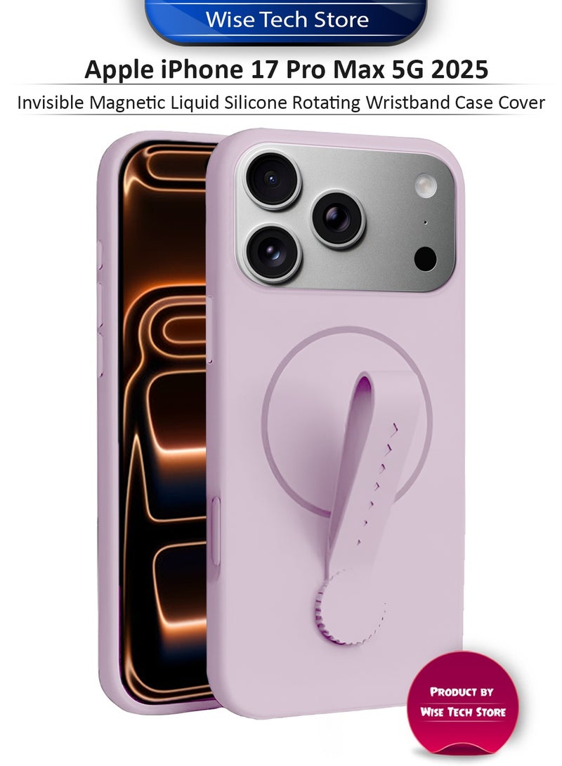 دبليو تيك غطاء حقيبة معصم دوار من السيليكون السائل المغناطيسي غير المرئي لهاتف آيفون 17 برو ماكس 5G 2025 (MCRPSN) - وردي فاتح - Image 1