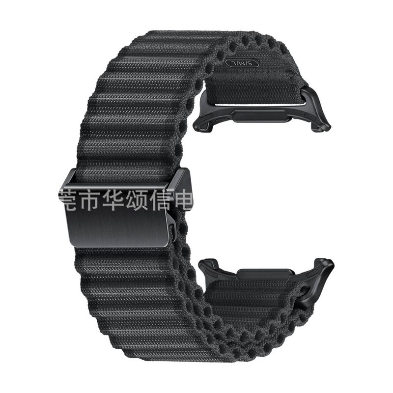 LL Black Nylon Loop Strap Smartwatch Band Compatible with Samsung Galaxy Watch Ultra with Adjustable Fit Replacement Strap for Daily Wear - Image 1