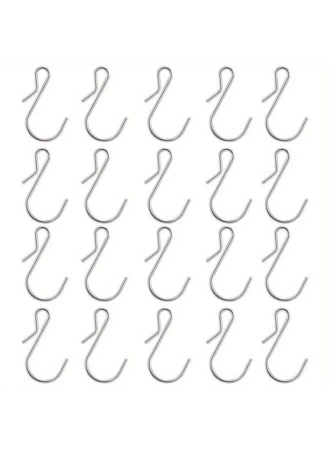 20pcs Mini S Hooks Silvery For Hanging Plants Decor Crafts Keychains - Image 1