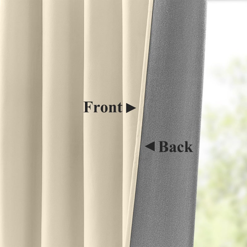 AUSSPVOCT Ivory Velvet Curtains 84 Inches for Living Room Thermal Insulated Room Darkening Sound Reducing Heavy Velvet Curtain Luxury Window Drapes for Home Office, Back Tab Rod Pocket, W52 x L84, 2 Panels - Image 4