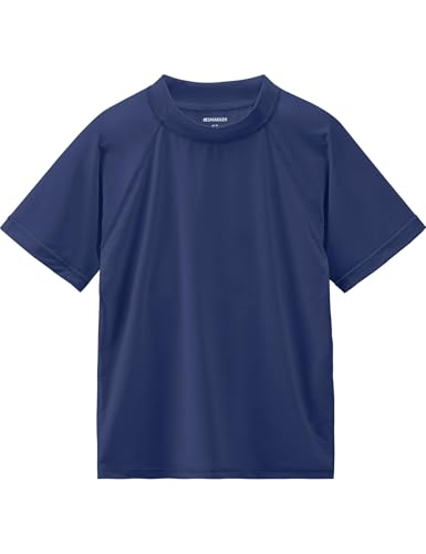 Smarash Boys Swim Shirts Rash Guard Short Sleeve Sun Protection UPF50+ Rashguard Fishing Surf Quick Dry Cool Beach Clothes for Toddler Youth Kids Navy Blue Size 10-12 - Image 1
