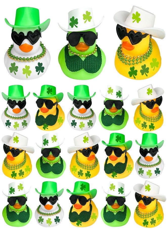 Cinrobiye 24 Set St. Patrick's Day Rubber Ducks Irish Lucky Decorations Duckies Bulk DIY Green Mini Ducks for Holiday Home School Art Project Activity Prizes Gift Exchange Shamrock Party Favors Decor - Image 1