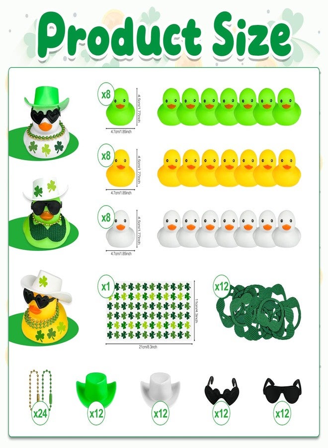 Cinrobiye 24 Set St. Patrick's Day Rubber Ducks Irish Lucky Decorations Duckies Bulk DIY Green Mini Ducks for Holiday Home School Art Project Activity Prizes Gift Exchange Shamrock Party Favors Decor - Image 2