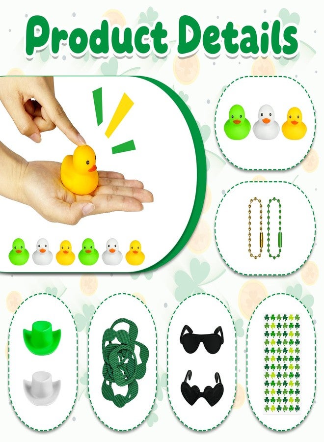 Cinrobiye 24 Set St. Patrick's Day Rubber Ducks Irish Lucky Decorations Duckies Bulk DIY Green Mini Ducks for Holiday Home School Art Project Activity Prizes Gift Exchange Shamrock Party Favors Decor - Image 3