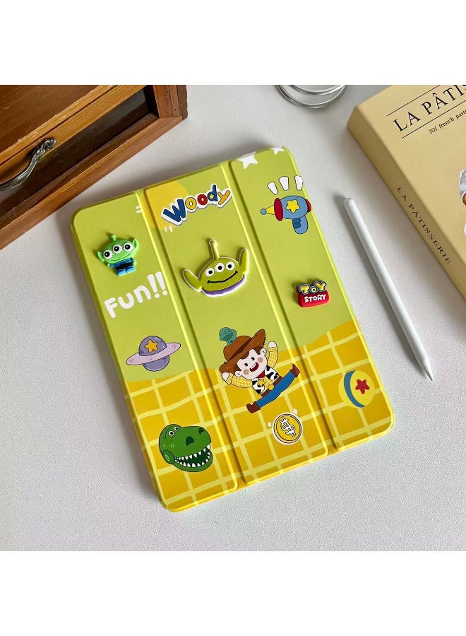 Cases Cartoon 3D Silicon Flip Cover For iPad 9th/8th/7th Generation (2022/2021/2020/2019 Model, 10.2\10.5 inch), Cover with Pencil Holder For Kids