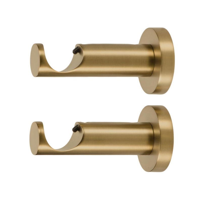 Ivilon Ceiling or Wall Mount Curtain Rod Brackets Holders for Curtain Rods of 7/8 and 1 Inch Diameter. Set of 2. Color Warm Gold - Image 1