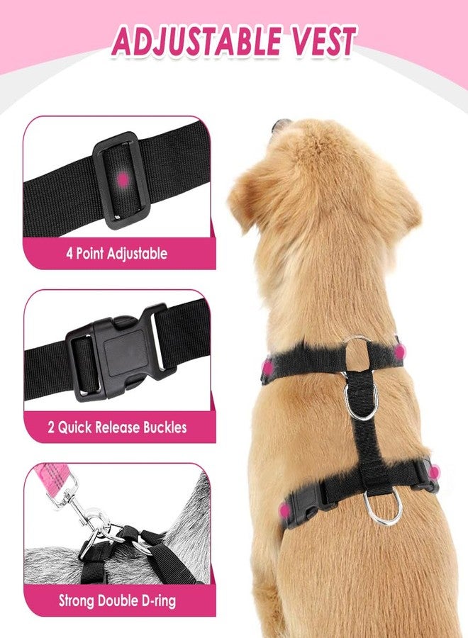 Lukovee Dog Seat Belt for Car, Adjustable Dog Car Harness for Large Medium Small Dogs, Soft Padded & Breathable Mesh Dog Seatbelt with Car Strap and Carabiner(Pink Double Clip,Medium) - Image 4