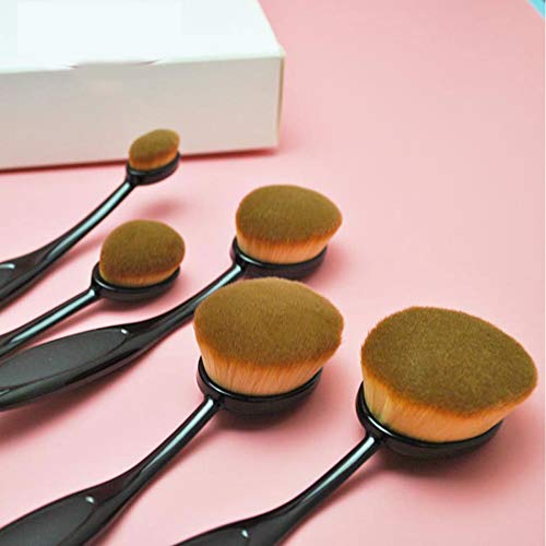 Adbeni 10 Pieces Oval Makeup Brush Set Professional Foundation Concealer Blending Blush Liquid Powder Cosmetics Brushes Tools (Pack of 10,Black - Image 2