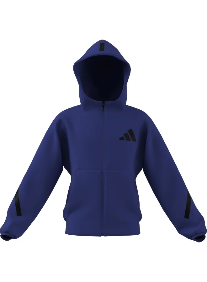 adidas Adidas J Z.N.E.Fz Blue Hooded Track Top Track Tops For Kids
