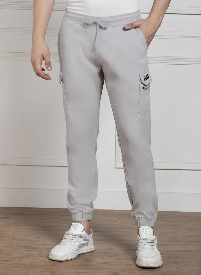 Dennis Lingo Light Grey Cargo Joggers For Men