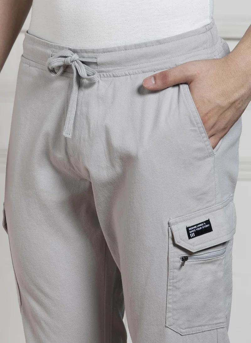 Dennis Lingo Light Grey Cargo Joggers For Men