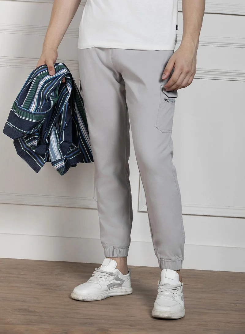 Dennis Lingo Light Grey Cargo Joggers For Men