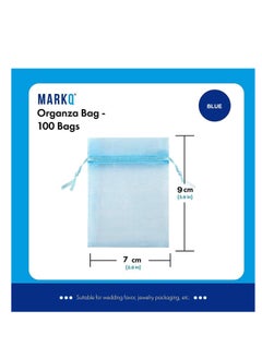 MARKQ [100] Pieces Light Blue Organza Bags with Drawstrings - [7 x 9cm] Organza Goody Bags and Gift Pouches for Jewelry, Candy & Party Favors  - Image 2