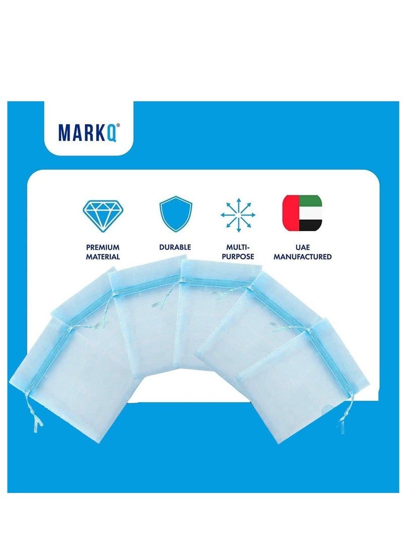 MARKQ [100] Pieces Light Blue Organza Bags with Drawstrings - [7 x 9cm] Organza Goody Bags and Gift Pouches for Jewelry, Candy & Party Favors - Image 3