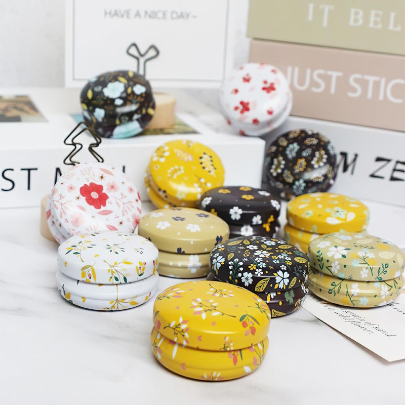 Rarapop 12 Pack Reusable Mini Round Tinplate Candle Tin Jars with Lids, 20ml Small Flower Travel Tin Cans Refillable Empty Container Bottle for Lip Balm, Salve, Eye Shadow, Powder - Image 3