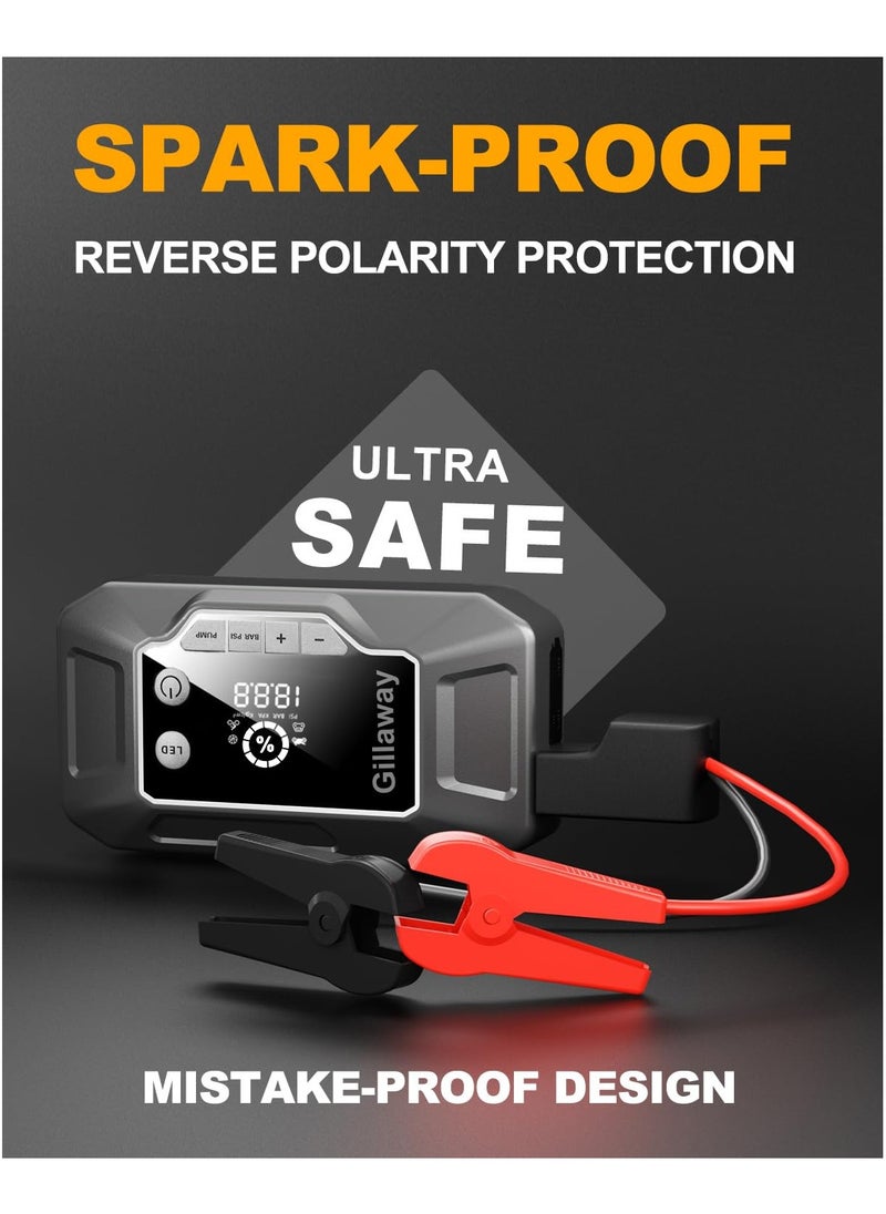 Generic Versatile Car Jump Starter with 150 PSI Air Compressor Portable Battery Pack for 10L Gas and 8.0L Diesel Engines Includes Car Battery Charger LED Light Power Bank and Quick Charge 3.0  - Image 5