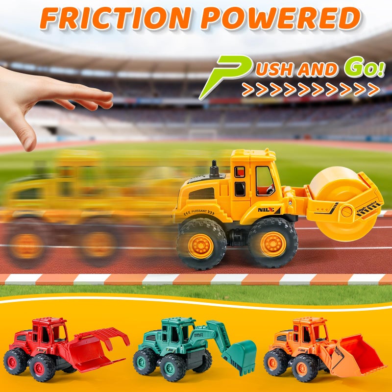 Beestech Construction Toys for 3 Years Old Boys Girls Kids, Friction Powered Construction Truck Toys Vehicles Sand Toys Trucks Excavator, Bulldozer, Road Roller (Colorful 4 Pack) - Image 2