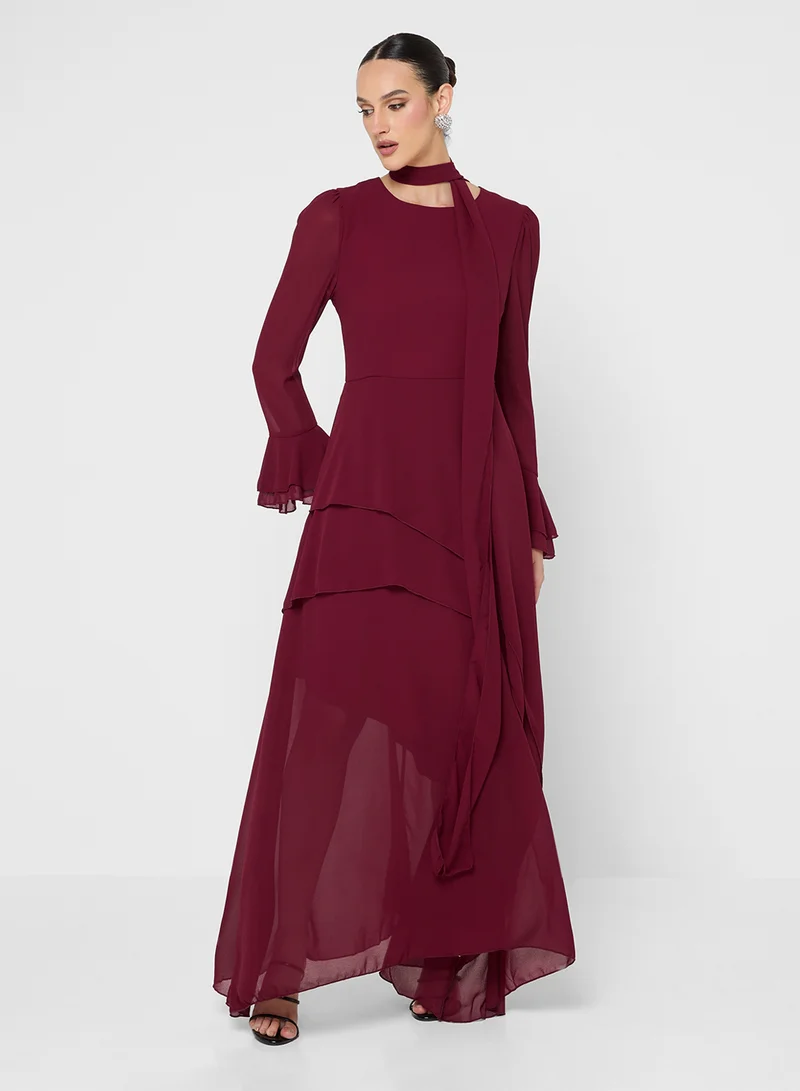 Khizana Aysmmetrical Ruffled Dress