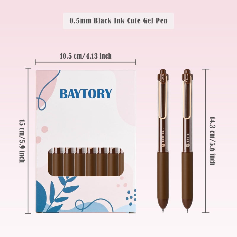 BAYTORY 8Pcs Retractable Gel Pens, Scented Ink Pens, Smooth Writing Black Ink Pen with Aesthetic Pen Barrel for Journaling Note Taking Sketching (Coffee) - Image 2