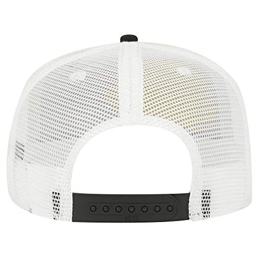 OTTO Square Flat Visor SNAP 5 Panel Mesh Back Trucker Snapback Hat - Blk/Blk/Wht - Image 2