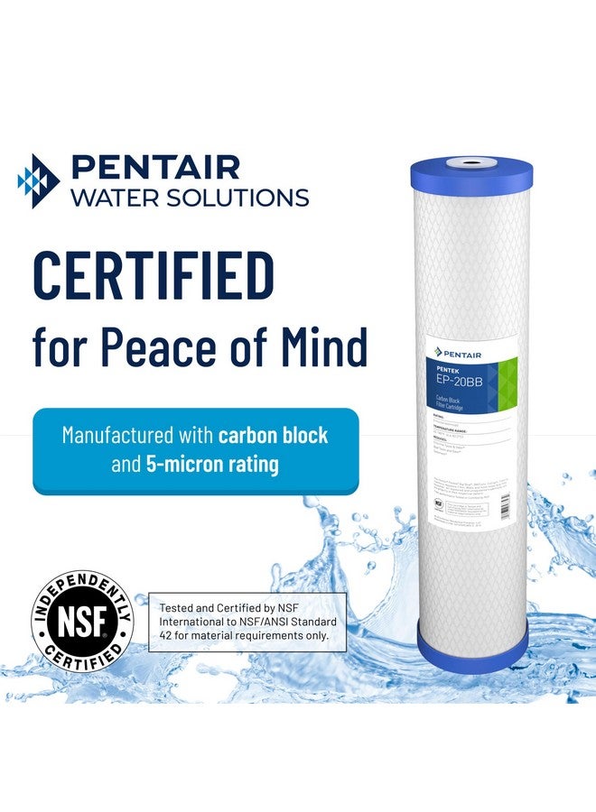 بينتيك فلتر مياه Pentair Pentek EP-20BB Big Blue Carbon، مقاس 20 بوصة، خرطوشة بديلة من كتلة الكربون للمنزل بالكامل مع فلتر كربون نشط مسحوق (PAC)، مقاس 20 بوصة × 4.5 بوصة، 5 - Image 2