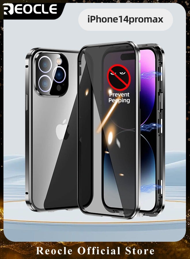 ريوكل حافظة لهاتف آيفون 14 13 برو ماكس حافظة زجاجية بإبزيم مزدوج الجانب مع واقي عدسة الكاميرا لكامل الجسم واقي معدني ممتص للصدمات وغطاء مضاد للزقزقة - Image 1
