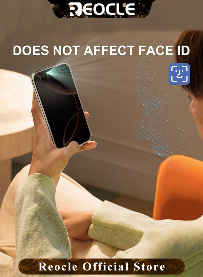 ريوكل حافظة لهاتف آيفون 14 13 برو ماكس حافظة زجاجية بإبزيم مزدوج الجانب مع واقي عدسة الكاميرا لكامل الجسم واقي معدني ممتص للصدمات وغطاء مضاد للزقزقة - Image 3