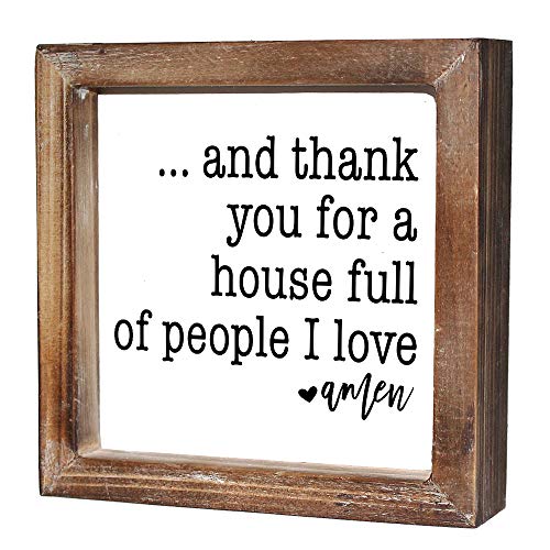 MACVAD Rustic Torched Wood Small Box Sign for Home Decor,Freestanding Thank You Sign for Kitchen,Square Wood Block Sign Table Decor,6" x 6" x 1.57" - Image 1
