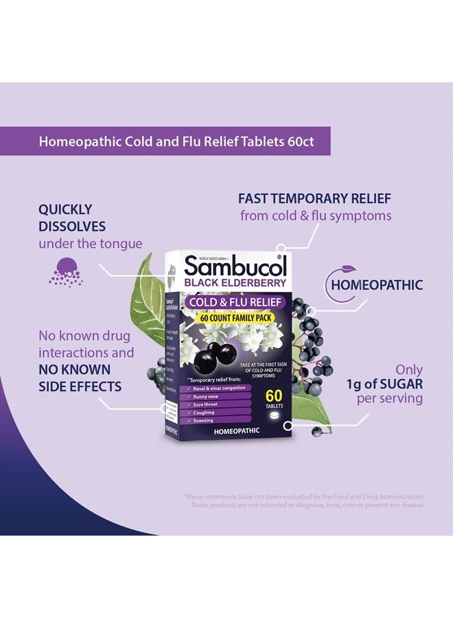 Sambucol Cold and Flu Relief Tablets - Homeopathic Cold Medicine, Cold Remedy for Adults, Black Elderberry for Colds, Zinc Cold Remedy - 60 Count - Image 5