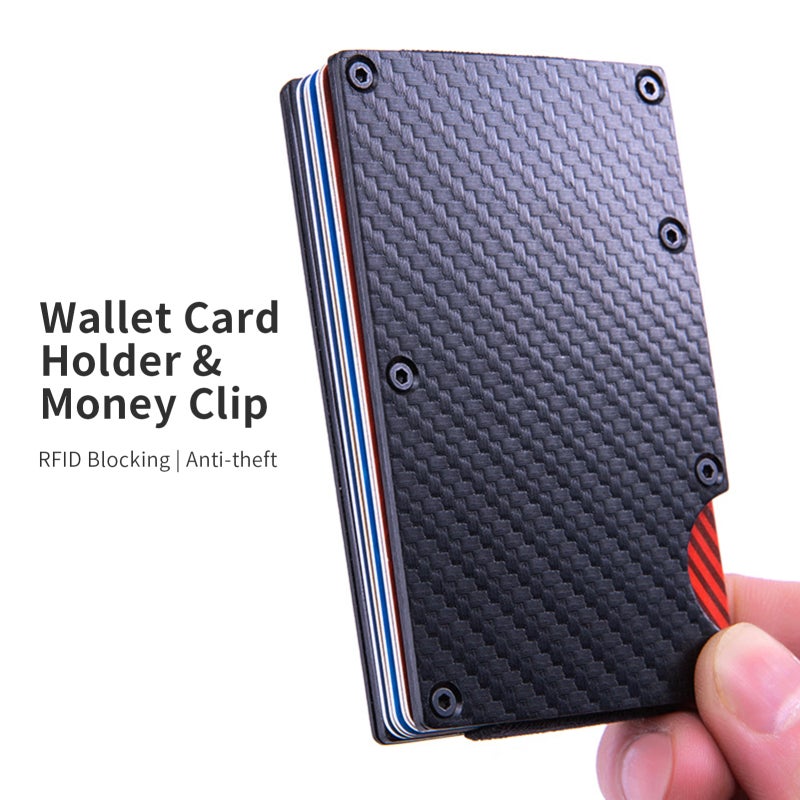 حامل بطاقات مقاوم لـ RFID - قطعة واحدة من خيوط الكربون والألومنيوم المُعقم بالذهب، خفيف الوزن رفيع الصفحة ومتين للاستخدام اليومي للرجال الأعمال كهدية - Image 2