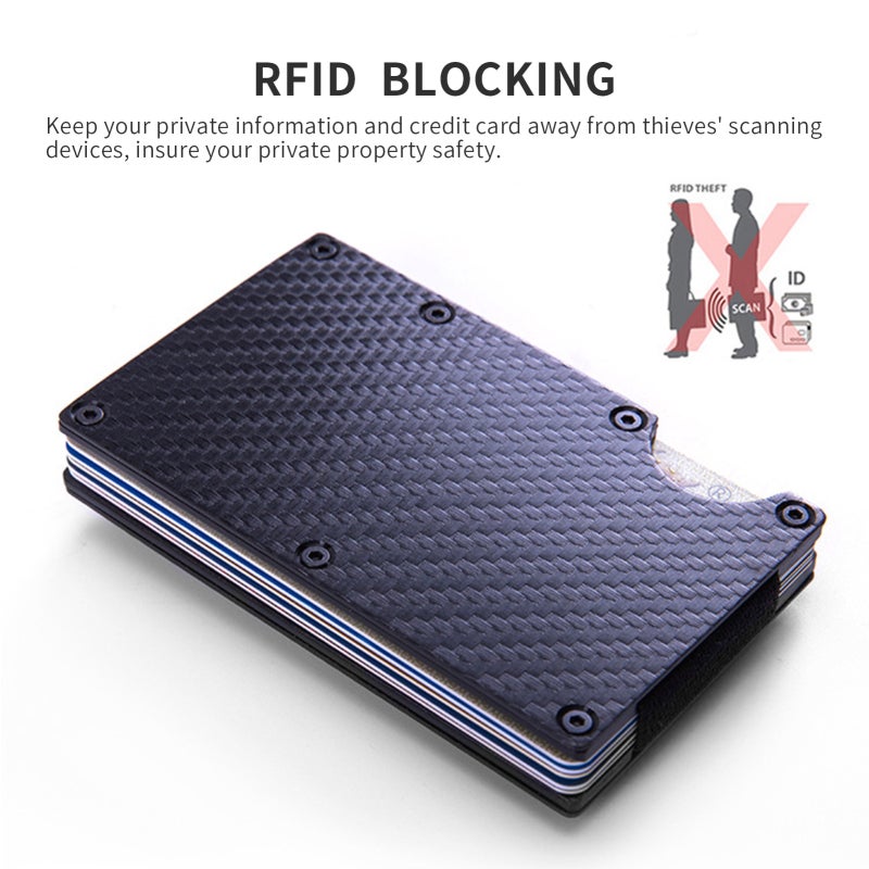 حامل بطاقات مقاوم لـ RFID - قطعة واحدة من خيوط الكربون والألومنيوم المُعقم بالذهب، خفيف الوزن رفيع الصفحة ومتين للاستخدام اليومي للرجال الأعمال كهدية - Image 3