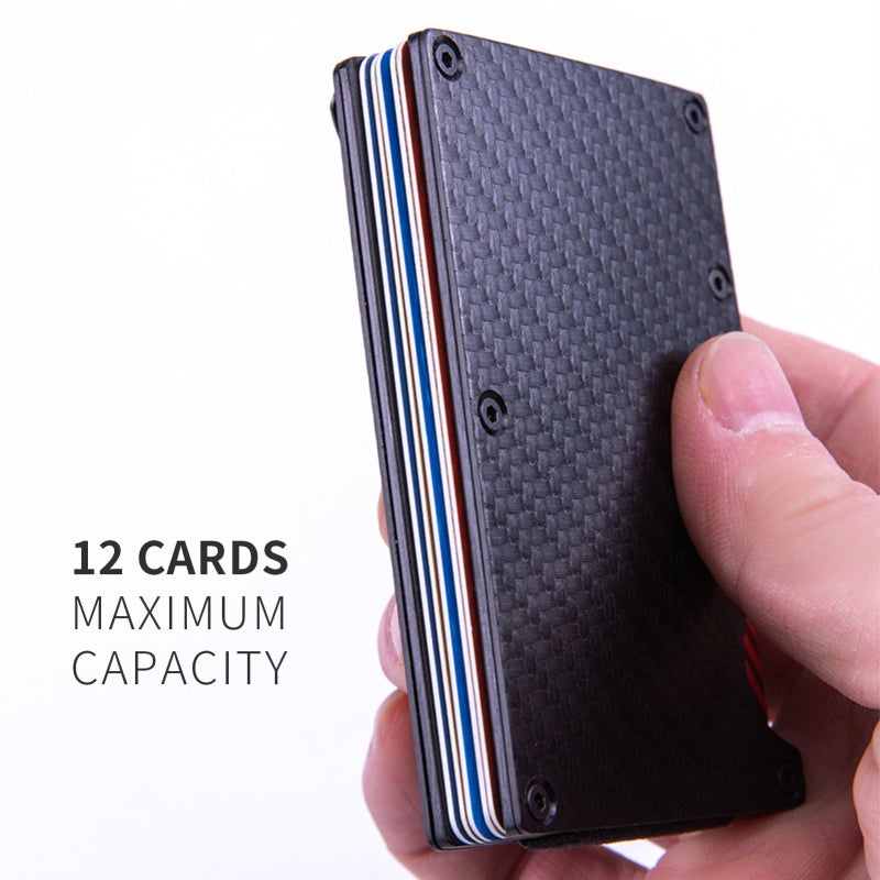 حامل بطاقات مقاوم لـ RFID - قطعة واحدة من خيوط الكربون والألومنيوم المُعقم بالذهب، خفيف الوزن رفيع الصفحة ومتين للاستخدام اليومي للرجال الأعمال كهدية - Image 4