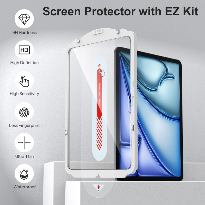 SPARIN 2 Pack Screen Protector for iPad Air 11 Inch M4/M3/M2 (2026/2025/2024, 8th/7th/6th Generation), Auto-Alignment Frame, 9H Clear Tempered Glass Film, Apple Pencil Compatible and Case Friendly - Image 5