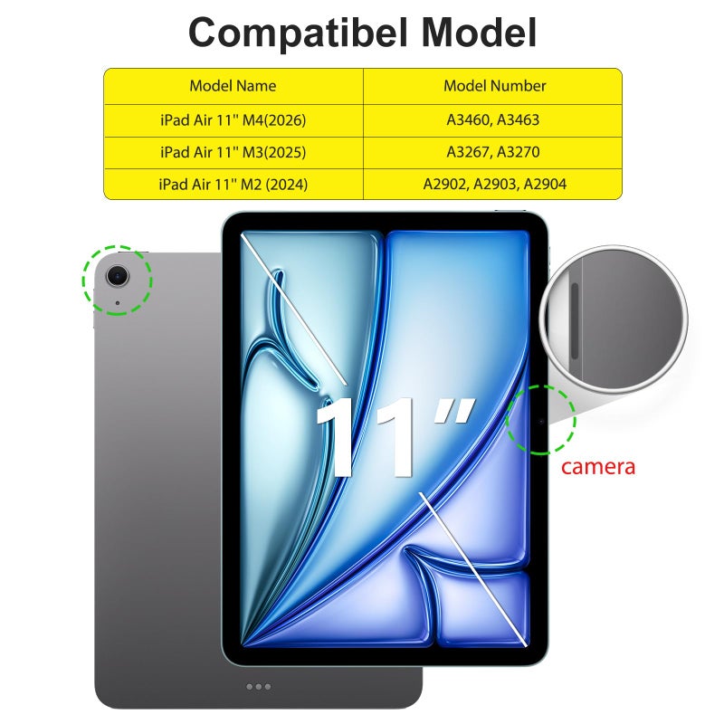 SPARIN 2 Pack Screen Protector for iPad Air 11 Inch M4/M3/M2 (2026/2025/2024, 8th/7th/6th Generation), Auto-Alignment Frame, 9H Clear Tempered Glass Film, Apple Pencil Compatible and Case Friendly - Image 2