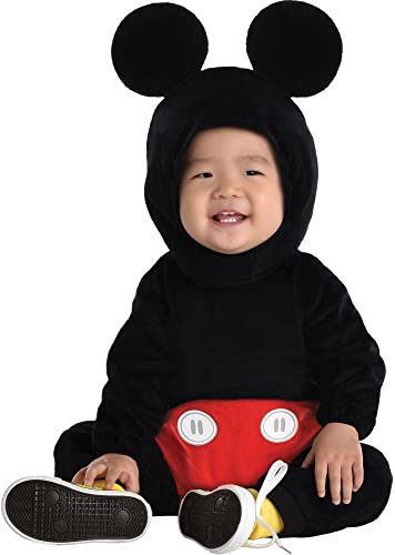 Party City Classic Micky Mouse Costume for Toddlers Disney Costume Includes Plush Jumpsuit Headpiece for Boys Girls Costumes for Halloween Birthday Parties Themed Events Multicolor