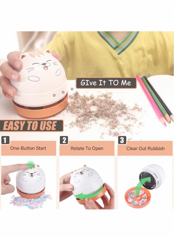 Mini Desktop Vacuum Cleaner, Portable USB Vacuum Cleaner for Desk Mini Cute Cartoon Desktop Vacuum for Cleaning Eraser Crumbs, Dust, Crumbs, Piano, Hairs, Computer, Keyboard and Car  - Image 4