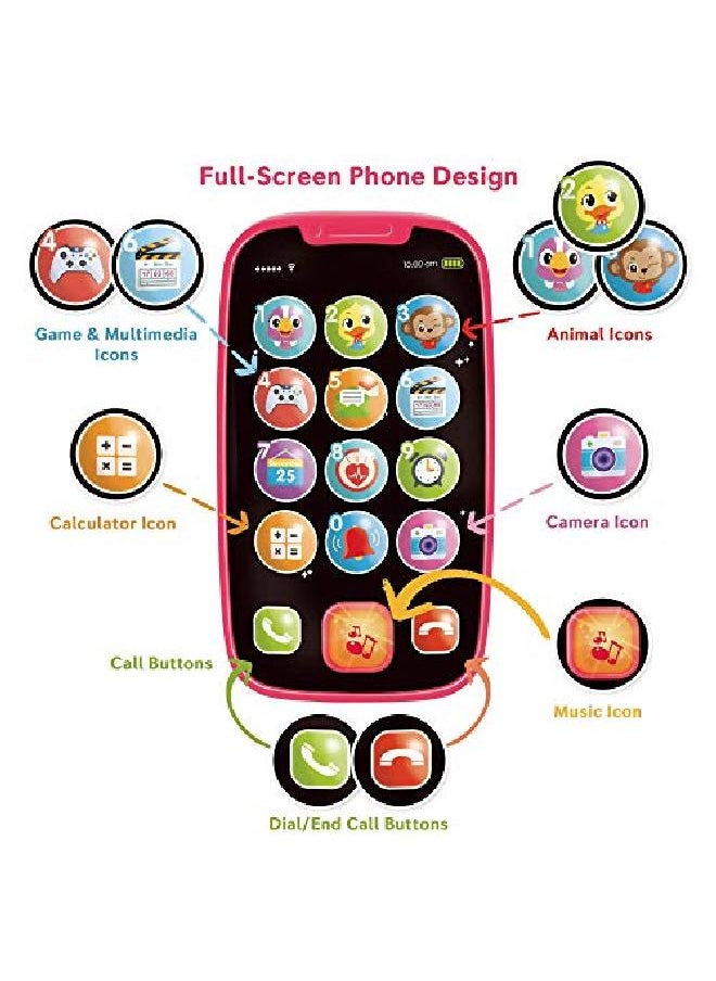 My First Smartphone - Cell Phone Baby Toy, For Toddlers And Young Children - 15 Unique Buttons And Functions, Musical Melodies, Animal Sounds And Number Learning - For 1-Year-Old Kids And Older