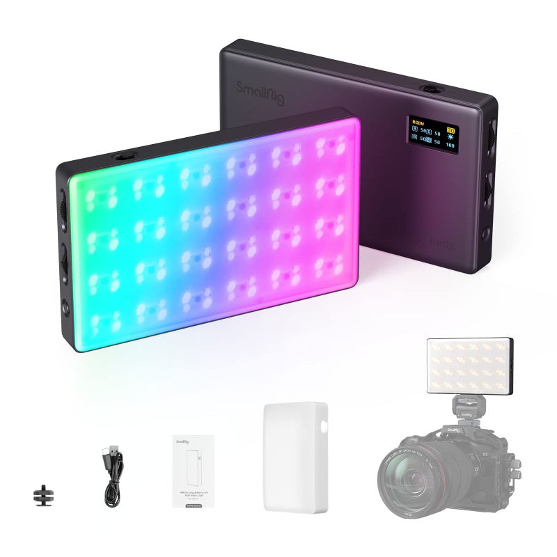 SmallRig RM120 RGB Video Light 5000mAh 180 Minutes Portable Camera Light 7W Output Power LED Video Light Panel 25008500K CRI TLCI 98 for TikTok Content Creator Photographer