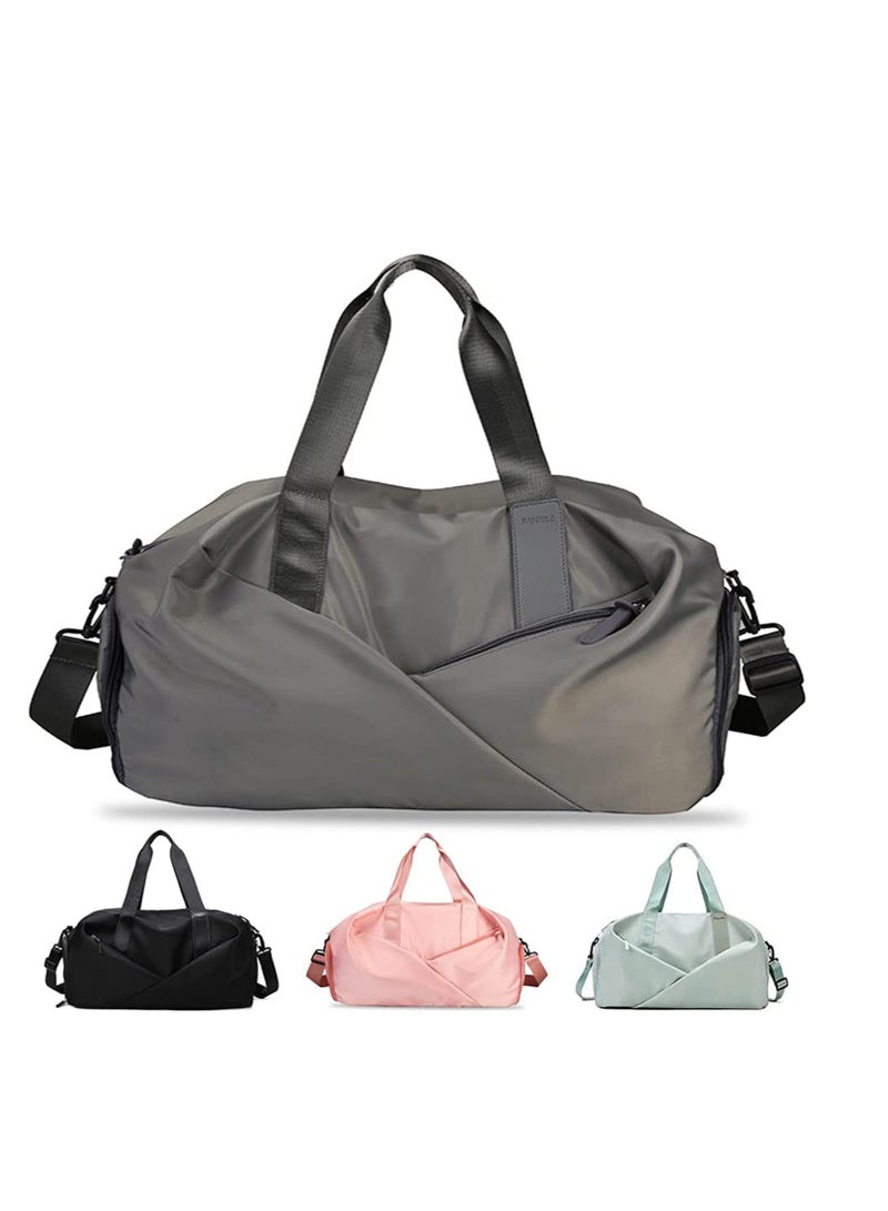 MIXDE Sports Gym Bag for Women, Workout Duffel Bag Travel Bags Swim Sports Travel Gym Bag with Dry Wet Pocket and Shoe Compartment Travel bag Yoga Bag ,Grey  - Image 1
