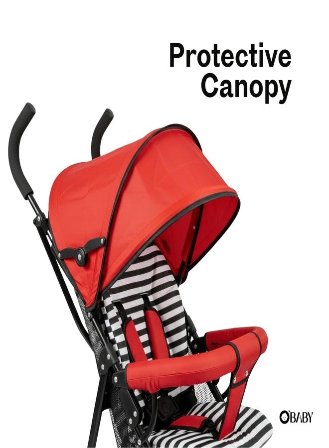 OBABY Stroller with Reclining Seat, Adjustable Canopy, Safety Harness, Smooth Wheels, Compact Folding Design (Foldable-Pink) - Image 5