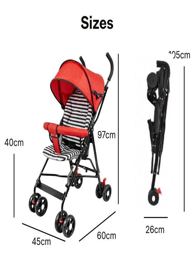 OBABY Stroller with Reclining Seat, Adjustable Canopy, Safety Harness, Smooth Wheels, Compact Folding Design (Foldable-Pink) - Image 3