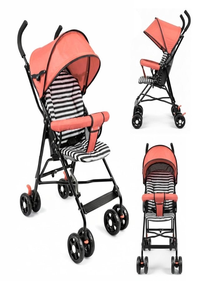 OBABY Stroller with Reclining Seat, Adjustable Canopy, Safety Harness, Smooth Wheels, Compact Folding Design (Foldable-Pink) - Image 1