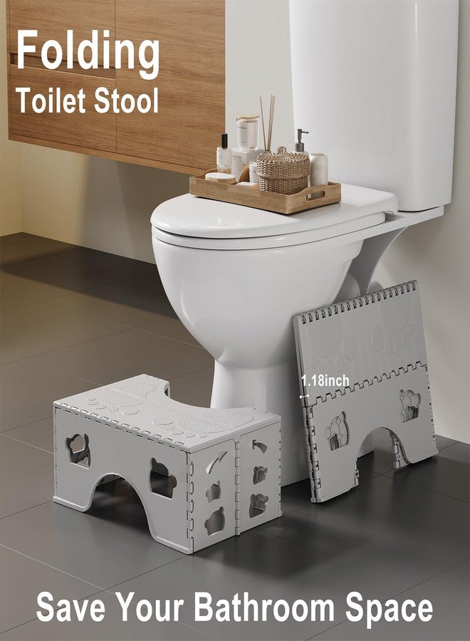 Uaniar Foldable Toilet Stool Squat Adult, 7" Collapsible Poop Stool Portable for Travel, Anti-Slip Squatting Potty for Adults, Lightweight Bathroom Stools Easy to Storage, Gray - Image 3