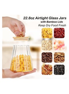 GGEROU Airtight Glass Jars Set of 4,Glass Coffee Nuts Canister with Bamboo Lid,Petal Decorative Coffee Storage Container (Taper)  - Image 3