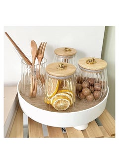 GGEROU Airtight Glass Jars Set of 4,Glass Coffee Nuts Canister with Bamboo Lid,Petal Decorative Coffee Storage Container (Taper)  - Image 5