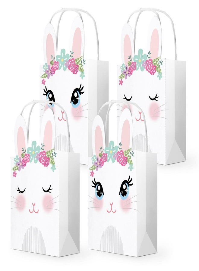 WEEPA 16 Pcs Happy Easter Bunny Paper Goodie Bags with Handles Cute Cartoon Rabbit Gift Bags for Easter Egg Hunt Party Favors - Image 1