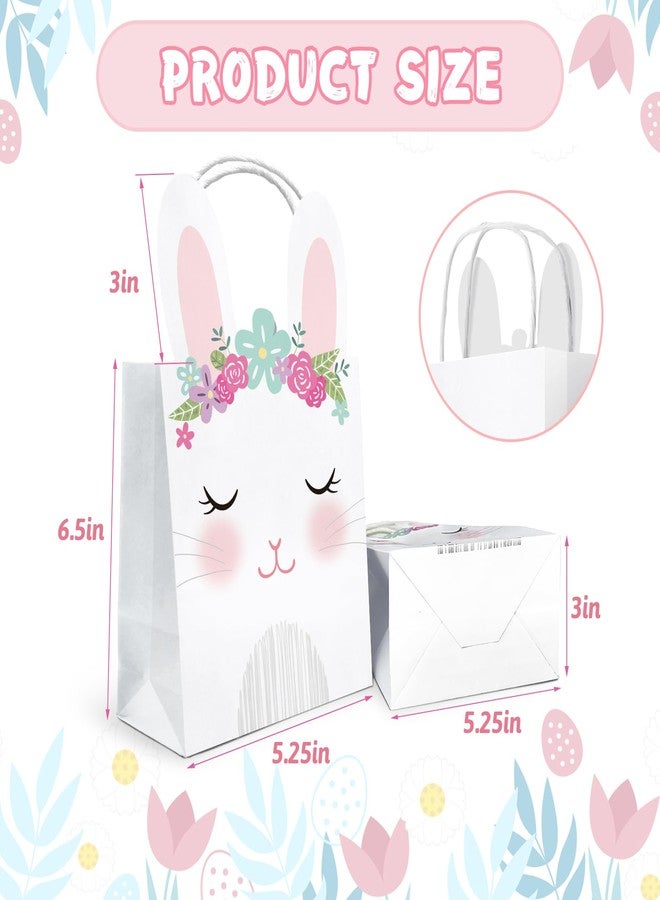 WEEPA 16 Pcs Happy Easter Bunny Paper Goodie Bags with Handles Cute Cartoon Rabbit Gift Bags for Easter Egg Hunt Party Favors - Image 2